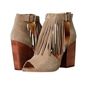 Chinese Laundry Women's Studded Fringe Suede Booties in Taupe Shoes Size 8.5